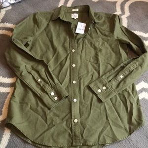 JCrew BoyFit olive green button up new with tags